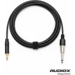 AUDIOX Omega Series AUX to Jack Kablo 3.5 mm Stereo Jak 6.3 mm Mono Jak Mikser Ses Kartı Kayıt Kablosu - Siyah