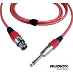 AUDIOX Omega Series Jak Kablo 6.3 mm Mono XLR Dişi Mikrofon ve Enstrüman Kablosu - Kırmızı - 10 m