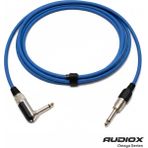 AUDIOX Omega Series L Tipi Jak Kablo 6.3 mm 90° Düz Jak Gitar Pedal Amfi Enstrüman Kablosu - Mavi - 10 m