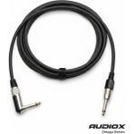 AUDIOX Omega Series L Tipi Jak Kablo 6.3 mm 90° Düz Jak Gitar Pedal Amfi Enstrüman Kablosu - Siyah - 15 m