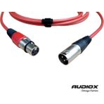 AUDIOX Omega Series XLR Mikrofon Kablosu Balanslı XLR Erkek XLR Dişi Canon Kablo - Kırmızı - 3 m