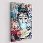 Audrey Hepburn ve Güzelliği Graffiti Pop Art Dekoratif Kanvas Tablo, Duvar Dekoru 6470