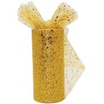 aufodara Parıltılı tül payetli tül kumaş 15 cm x 25 Yard tül bant, dekoratif kumaş, tül rulo, düğün, doğum günü, parti aksesuarı, ziyafet, dekorasyon, el işi, etek, kurdele, hediye paketi, çiçekçilik (altın)
