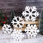 Augisteen 5 Parça Noel Ahşap Kar Tanesi Dekor Kış Kar Tanesi Ahşap Bloklar Beyaz Kar Tanesi Masa Ahşap İşaretler Kış Katmanlı Tepsi Ahşap Tabelalar Noel Partisi Çiftlik Evi Masaüstü Raflar
