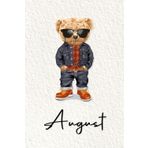 August: Cahier personnalisé avec prénom August | Cadeau d'anniversaire pour enfant, garçon, homme, copain ... | Nounours | 110 pages lignée, Petit Format 6x9 pouces (15,24 x 22,86 cm)