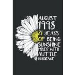 August Girl Made in 1998 21St Years Sunshine Hurricane Nice: HEARTS JOURNAL: 6" x 9", 100 Pages, Writing & Notes for Girls and Women, Memo Diary Subject Notebooks Planner.