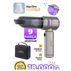 Auhma Ahv-02 Kablosuz Araç Içi Süpürge Mor 18000pa Güçlü Vakum Fırçasız Motor Üfleme & Vakum Özellikli 9 Başlık + Type 18.000 Pa