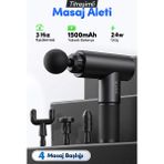 Auhma AMG35 Şarjlı Masaj Tabancası 24W | 3 Kademeli Titreşimli Massage Gun | 4 Başlıklı Profesyonel Kas Rahatlatıcı - Siyah