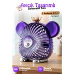 Auhma AUFN16 Dekoratif Ayıcık Masaüstü Fan Mor | Şarjlı, Sessiz, 1200MAH Kablosuz Mini Vantilatör