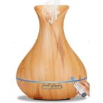 Auhma Aus-13 - 550 ml Ahşap Görünümlü Aromaterapi Hava Nemlendirici - 7 Renkli LED , Sessiz Çalışma, Uzaktan Kumanda - Ahşap Rengi