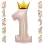 AULE Rakam Balon 1 Pembe: 40 inç 101 cm Rakam Folyo Balon Doğum Günü Açık Pembe 1 Yıl Helyum Balon Pastel Pembe Çocuk Erkek Kız Bebek Partisi Yıl Dönümü Dekorasyonu için Sayı Balonu