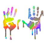 AuMoHall 2 ADET Holografik Lazer Kanlı El Baskı Çıkartmaları, Reflektif Cadılar Bayramı El İzi Araba Çıkartması Araba, Dizüstü Bilgisayar, Kask Dekorasyonu için Pencere Yapışkan Çıkartmalar, 24 cm x