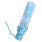 Aumotop Moda Prenses Kiraz Çiçeği Şeffaf Katlanır Şemsiye Yetişkinler Ve Çocuklar Için Kompakt Rüzgar Geçirmez Yağmur Şemsiyesi (Mavi)