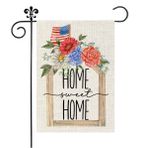 Auomily 4 Temmuz Bahçe Bayrağı 30 × 45 cm Çift Taraflı Okaliptüs Vatansever Çiçekler Amerikan Bayrağı Ev Tatlı Ev Dekoratif Tatil Çiftlik Evi Mevsimlik Dış Dekor Avlu için