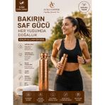 Aura Copper El Işçiliği Bakır Matara 500 ml – Günlük, Spor, Okul ve Ofis Kullanımına Uygun Bakır Su Şişesi - Suluk - Dövme-500 ml