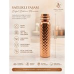 Aura Copper El Işçiliği Bakır Matara 500 ml – Günlük, Spor, Okul ve Ofis Kullanımına Uygun Bakır Su Şişesi - Suluk - Piramit 600 ml