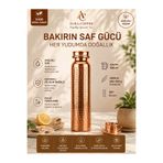 AURA COPPER El İşçiliği Bakır Matara 500 ml – Günlük, Spor, Okul ve Ofis Kullanımına Uygun Bakır Su Şişesi - Suluk