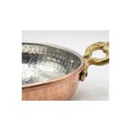 AURA COPPER Premium El Dövmesi Kalın Bakır Sahan - Pirinç Saplı Otantik Yumurta ve Mıhlama Tavası 18 Cm