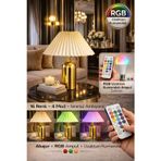 AURA Gold Metal Kırma Başlıklı Abajur Salon Yatak Odası