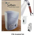 Aura İhlas Banyo Şofbeni + Kireç Arıtmalı Duş başlığı + Sigorta ve Kutusu Dahil Paket 2024 Yeni Seri