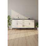 Aura Konsol 3 Raflı 2 Çekmeceli Antrasit-Aytaşı | Şık Konsol | 4 Kapaklı, 176X59X83 cm