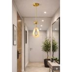 Aura Lighting Aura Lıghtıng Tekli Gold Damla Model Sarkıt 3 Renk Led(Beyaz Sarı Günışığı) Modern Antre/hol Avizesi - 1