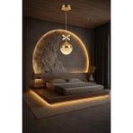 Aura Lighting Aura Lıghtıng Tekli Şeker Top Sarkıt Gold 3 Renk LED Modern Avize (Beyaz Sarı Günışığı) - 1