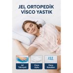 Auracar Çift Boyun Destekli Ortopedik Visco Jel Yastık Terletmeyen Soğutucu Jel Boyun Destekli Uyku Yastığı