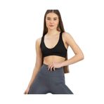 Aurafit Fitilli Derin U Yaka Kalın İp Askılı Arkası Çapraz Büstiyer/Croptop - 9044 (Siyah, M/L)
