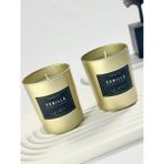 Auragift 2'li Mum Seti, Dekoratif Gold Cam Bardak Mum, Sütlü Vanilya Kokulu, Siyah Etiket - 2 Adet