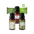 Auran Gül + Hanımeli + Yasemin Saf Esansiyel Uçucu Yağı 3 x 10 ML