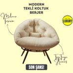 Aurelia Berjer | Riviera Collection | Modern & Zarif Tekli Koltuk Berjer | Rahat Dinlenme Koltuğu - Krem