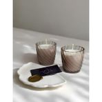 Aurelia Candle -Tekli Gül Pembe Spiral Desenli Cam Bardaklı Kokulu Mum - Kahve - Gül Bahçesi