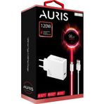 Auris 120W Usb Type-C Şarj Saliseli Ultra Süper Hızlı Usb Başlık Ve Type-C Kablo Seti