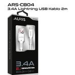 Auris ARS-CB04 3.4A Lightning USB 2 mt Şarj ve Data Kablosu