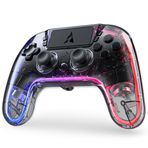 AUROCE Wireless Controller for PS4/PS3/PC, LED PS4 Controller Dualshock 4 Transparent with RGB Neon, ALPS Analog Stick, Hall Trigger, Audio Jack/Speaker, Macro/Turbo-Cyber Gray