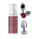 Aurora Boreale 100 ml. Çilek Aromalı Su Bazlı Kayganlaştırıcı Jel ve Çelik Metal Elmas Taşlı Anal Plug