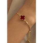 Aurrari Gold Bordo Taşlı Asansör Bileklik