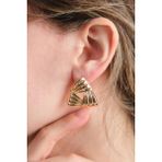 Aurrari Gold Işıltılı Spiral Üçgen Küpe - 2 cm