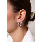 Aurrari Kadın Gümüş Renk 3'lü Halka Set Küpe - 6 mm
