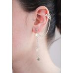 Aurrari Silver Kıkırdak ve Küpe Zirkon Taşlı Sallantılı Yıldız Küpe - Standart - Renkli