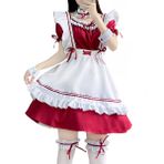 Aurueda Hizmetçi Elbisesi Cadılar Bayramı Hizmetçi Kostümü Fransız Hizmetçi Kostümü Cosplay Anime Hizmetçi Kıyafet Seti Bordo Tarzı, Beden M