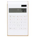 Ausla İnce Güneş Enerjisi Hesap Makinesi, Eğimli LCD Ekran, 10 Haneli, Çift Güç Seçimi, Taşımaya Uygun (WHITE)