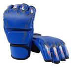 Ausla Yarım Parmak Boks Dövüş Eldiveni, 1 Çift Kickboks Yarım Eldiven Erkekler Kadınlar için Yarım Parmak Antrenman Eldiveni, Kum Torbası (Kaplan Pençesi Tarzı Mavi)