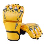 Ausla Yarım Parmak Boks Dövüş Eldiveni, 1 Çift Kickboks Yarım Eldiven Erkekler Kadınlar için Yarım Parmak Antrenman Eldiveni, Muay Thai için, Kum Torbası (Kaplan Pençesi Tarzı Sarı)