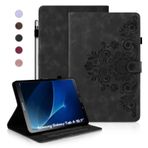 Auslbin Samsung Galaxy Tab A6 (2016) 10.1" için Kılıfı, Düz Renkli Kabartmalı Stilde Retro Tab A6 2016 T580/T585 Koruyucu Kılıflar, Manyetik Toka Tasarımı, Stand Fonksiyonu, Siyah