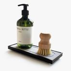 Authumberdale Anında Kuru Lavabo Caddy Organizatörleri, Mutfak Lavabo Tezgahı için Sünger Tutucu, Su Emici Taş Kurutma Mat Rafı, Banyo Tezgahı için Sabunluk, Gri Taşlı Siyah Akrilik Tepsi