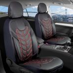 Auto Good Store seat Leon Uyumlu Lüx Deri Oto Koltuk Kılıfı Ön Arka Takım Sılver Kırmızı Siyah Auto Good Store - Kırmızı - Siyah