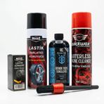 Auto Meenz & Quickwax 5’li Profesyonel Araç Bakım Seti - Lastik Parlatıcı ve Koruyucu, Demir Tozu Temizleyici, Motor Temizleyici, Uygulama Fırçası ve Süngeri