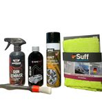 Auto MeenZ & Quickwax Profesyonel Araç Bakım Seti - 5 Parça: Jant Temizleyici Köpük, Demir Tozu Sökücü, Motor Bakım Spreyi, Detaylandırma Fırçası ve Suff Mikrofiber Havlu